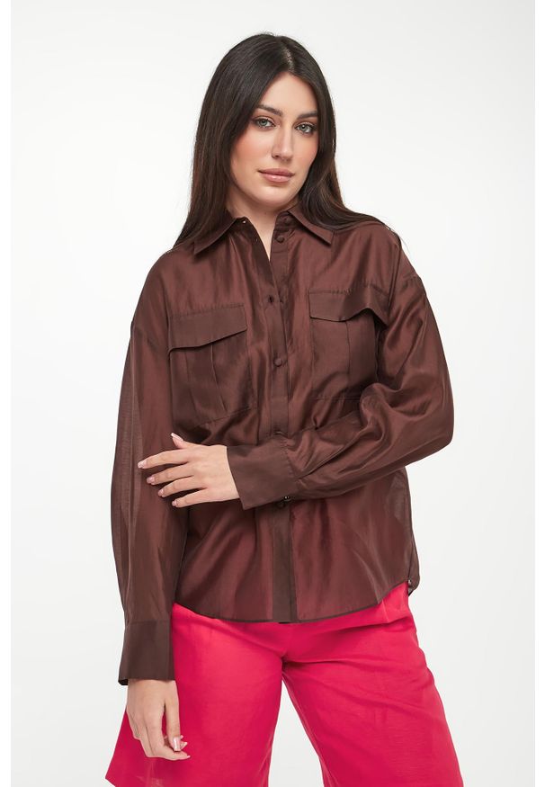Twinset Milano - Koszula damska satynowa TWINSET ACTITUDE. Materiał: satyna