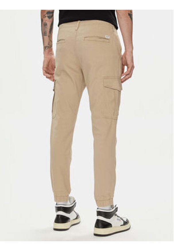 Jack & Jones - Jack&Jones Joggery Marco 12186889 Beżowy Slim Fit. Kolor: beżowy. Materiał: bawełna