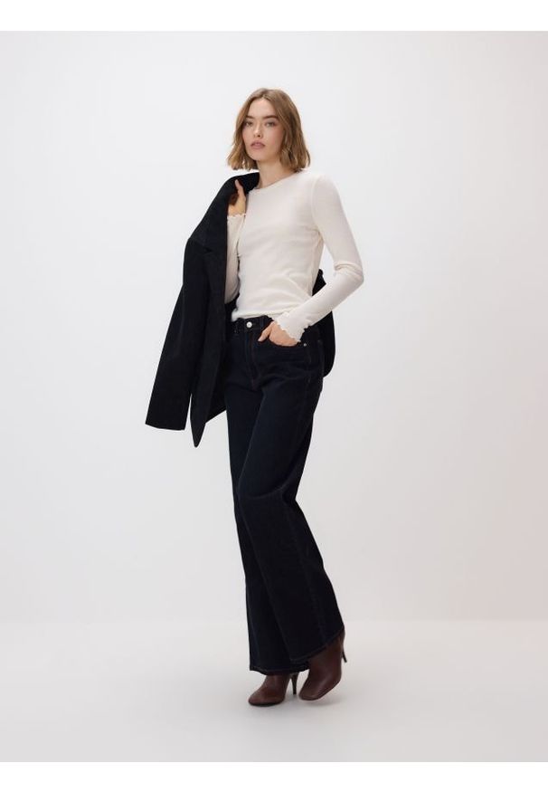 Reserved - Jeansy wide leg - czarny. Kolor: czarny