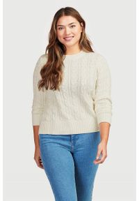Cellbes - Sweter w warkocze z bawełny ekologicznej. Kolor: kremowy. Materiał: bawełna. Długość rękawa: długi rękaw. Długość: długie