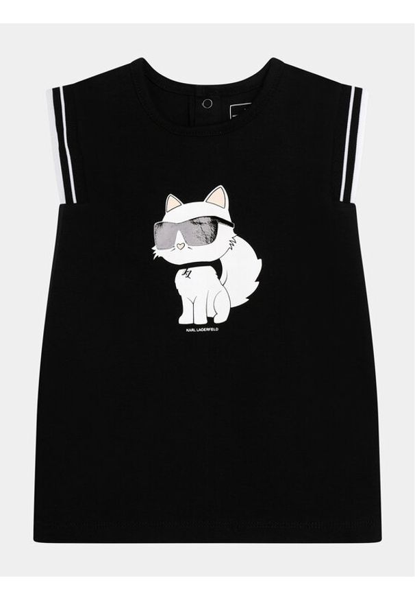 Karl Lagerfeld Kids Sukienka codzienna Z30118 M Czarny Regular Fit. Okazja: na co dzień. Kolor: czarny. Materiał: bawełna. Typ sukienki: proste. Styl: casual