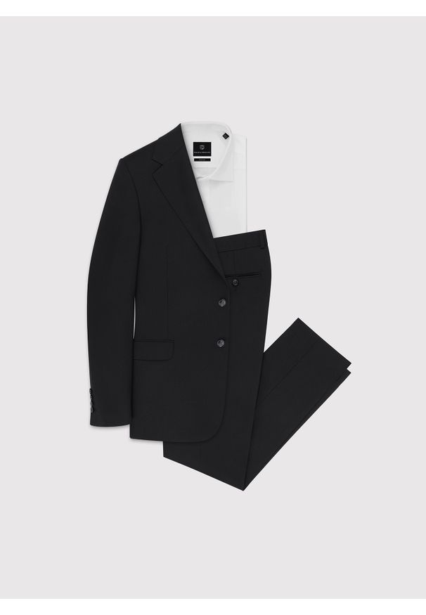 Pako Lorente - PAKO LORENTE - Wełniany czarny garnitur męski. Kolor: czarny. Materiał: wełna