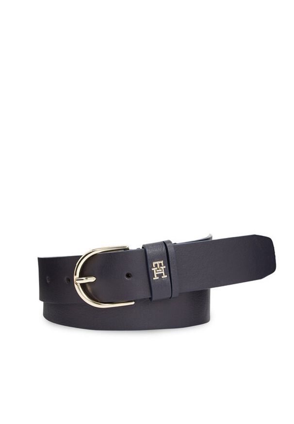 TOMMY HILFIGER - Tommy Hilfiger Pasek Damski Th Timeless 3.5 AW0AW15387 Granatowy. Kolor: niebieski. Materiał: skóra