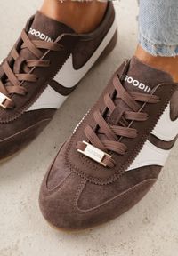 Renee - Brązowe Sneakersy Klasyczne Tenisówki z Zamszu Naturalnego Talanashta. Okazja: na co dzień. Kolor: brązowy. Materiał: zamsz #8