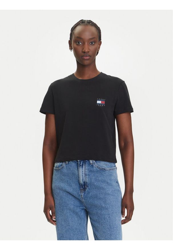 Tommy Jeans T-Shirt Flag DW0DW21423 Czarny Regular Fit. Kolor: czarny. Materiał: bawełna