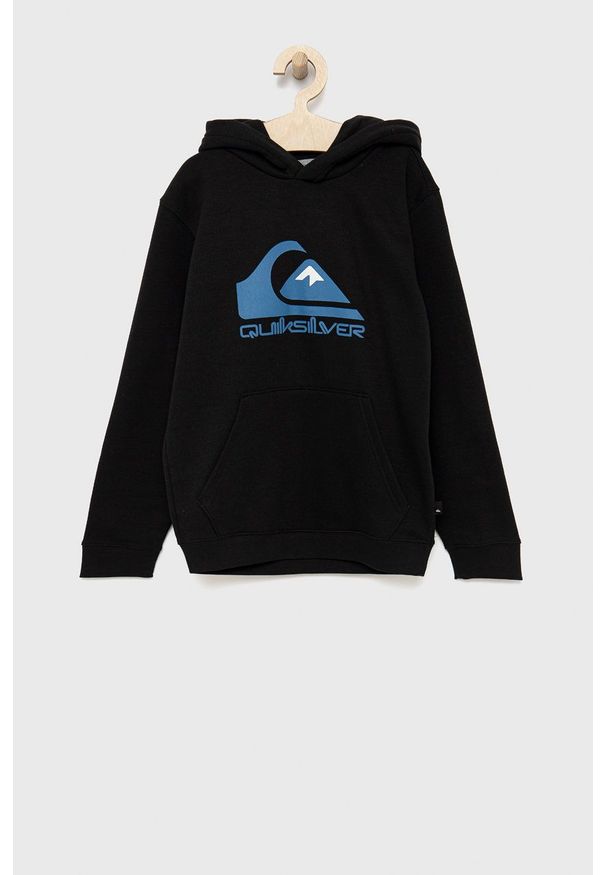 Quiksilver bluza dziecięca kolor żółty z kapturem z nadrukiem. Okazja: na co dzień. Typ kołnierza: kaptur. Kolor: czarny. Wzór: nadruk. Styl: casual