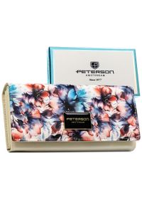 Elegancki portfel damski w kwiaty wykonany ze skóry naturalnej i ekologicznej PTN PX22-PF2 Peterson. Wzór: kwiaty