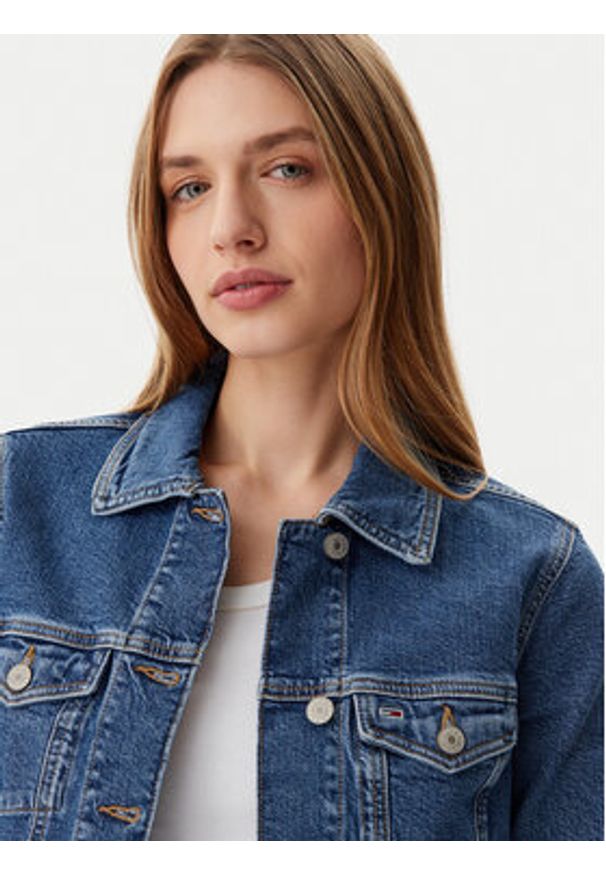 Tommy Jeans Kurtka jeansowa Vivianne DW0DW20120 Niebieski Slim Fit. Kolor: niebieski. Materiał: bawełna