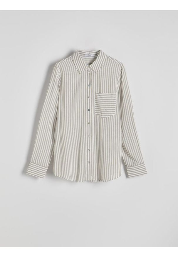 Reserved - Koszula regular z wiskozy - jasnozielony. Kolor: zielony. Materiał: wiskoza