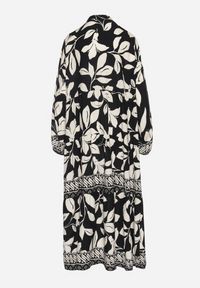 Born2be - Czarna Koszulowa Sukienka z Wiskozy z Motywem Liści Liorenna. Okazja: na co dzień. Kolor: czarny. Materiał: wiskoza. Wzór: kolorowy. Sezon: wiosna, lato. Typ sukienki: koszulowe. Styl: klasyczny, casual #6