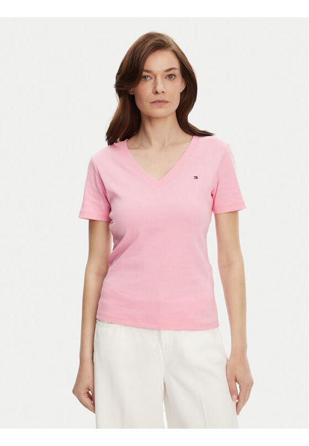 TOMMY HILFIGER - Tommy Hilfiger T-Shirt New Cody WW0WW40584 Różowy Slim Fit. Kolor: różowy. Materiał: bawełna