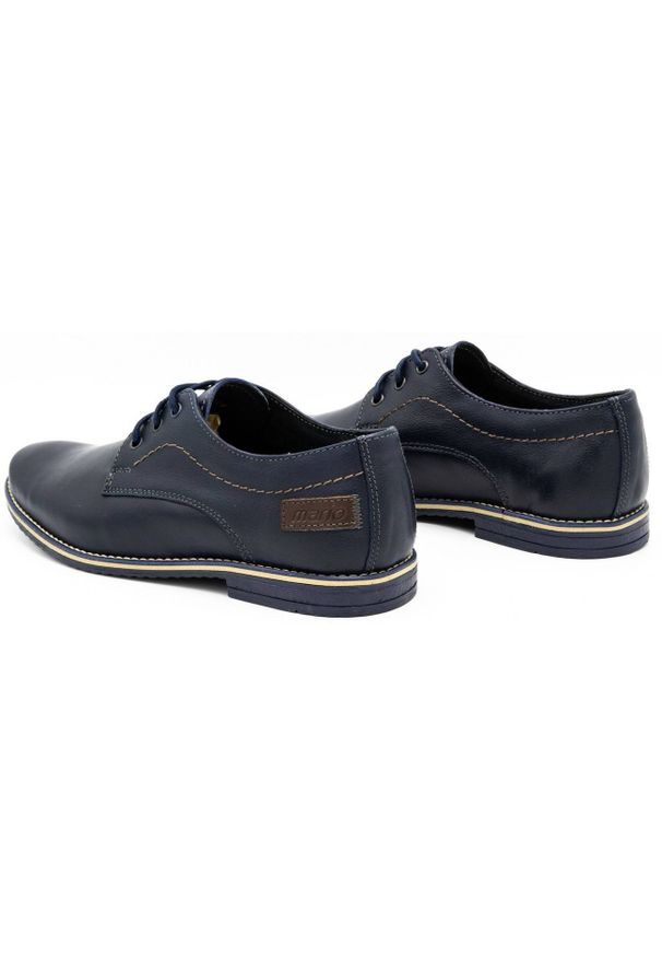Mario Pala Buty męskie wizytowe 870 granatowe. Kolor: niebieski. Materiał: jeans, skóra, materiał. Obcas: na obcasie. Styl: wizytowy. Wysokość obcasa: średni