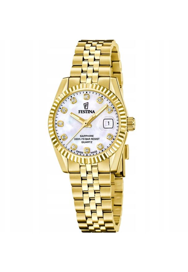 Zegarek Festina Zegarek damski Festina F20089-1 CYRKONIE złoty. Kolor: złoty