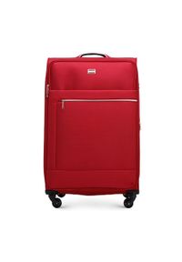 Wittchen - Duża walizka miękka z błyszczącym suwakiem z przodu czerwona. Kolor: czerwony. Materiał: poliester. Styl: wakacyjny, elegancki #1