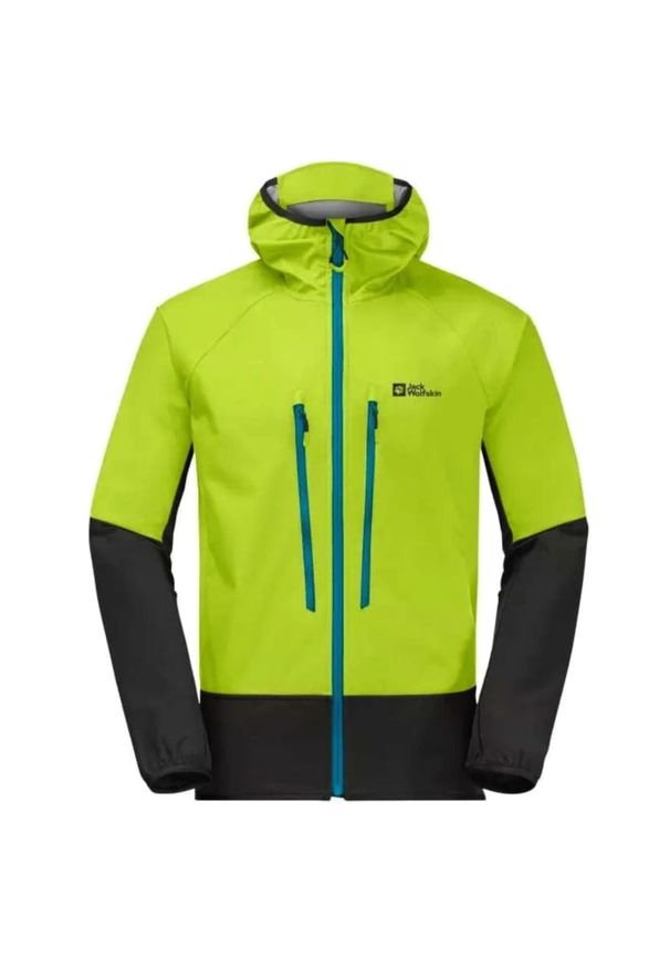 Kurtka turystyczna męska Jack Wolfskin Alpspitze Recco softshell. Kolor: zielony. Materiał: poliester, poliamid. Sport: turystyka piesza