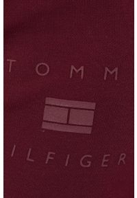 TOMMY HILFIGER - Tommy Hilfiger Legginsy damskie kolor bordowy z nadrukiem. Kolor: czerwony. Materiał: dzianina. Wzór: nadruk