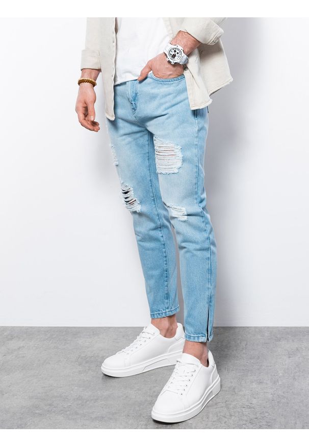 Ombre Clothing - Spodnie męskie jeansowe - jasny niebieski V1 P1028 - XXL. Kolor: niebieski. Materiał: jeans