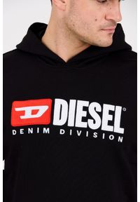 Diesel - DIESEL Czarna męska bluza z kapturem S-BOXT-HOOD-DIV, Rozmiar XL. Typ kołnierza: kaptur. Kolor: czarny. Materiał: bawełna, elastan, materiał