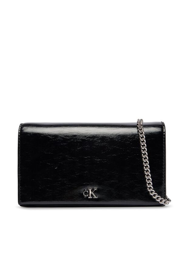 Calvin Klein Torebka Ck Metallic Wallet On Chain LV04F3320G Czarny. Kolor: czarny. Materiał: skórzane