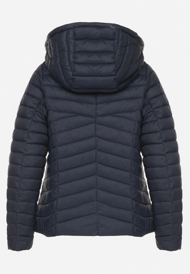 Born2be - Granatowa Pikowana Kurtka Przejściowa z Kapturem Suritta. Okazja: na co dzień. Typ kołnierza: kaptur. Kolor: niebieski. Materiał: jeans. Styl: sportowy, klasyczny, casual