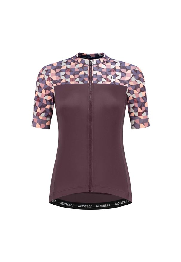 ROGELLI - Damski jersey Rogelli Essential Graphic. Kolor: czerwony, brązowy, wielokolorowy. Materiał: jersey. Sport: kolarstwo