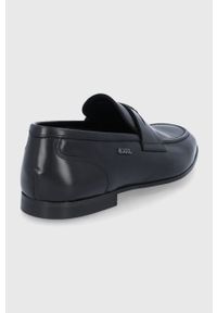 Karl Lagerfeld Mokasyny skórzane męskie kolor czarny. Nosek buta: okrągły. Kolor: czarny. Materiał: skóra