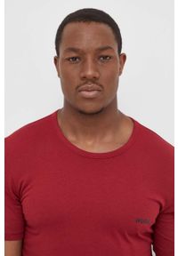 Hugo - HUGO t-shirt bawełniany 3-pack kolor granatowy z nadrukiem. Kolor: niebieski. Materiał: bawełna. Długość rękawa: krótki rękaw. Długość: krótkie. Wzór: nadruk #7