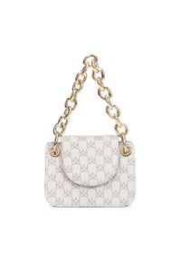 Kazar - Biało-szara torebka damska. Kolor: biały. Wzór: aplikacja. Materiał: skórzane. Styl: elegancki #1