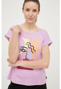 Protest t-shirt bawełniany kolor fioletowy. Okazja: na co dzień. Kolor: fioletowy. Materiał: bawełna. Długość rękawa: krótki rękaw. Długość: krótkie. Styl: casual