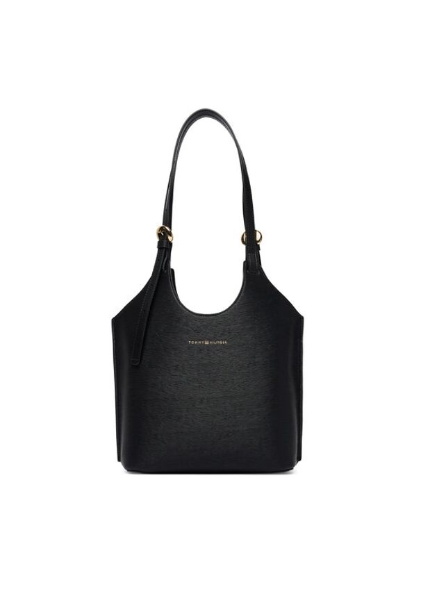TOMMY HILFIGER - Tommy Hilfiger Torebka Th Modern Mini Tote AW0AW18617 Czarny. Kolor: czarny. Materiał: skórzane