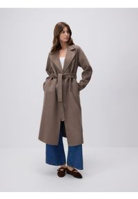 Reserved - Płaszcz handmade z wełną - brązowy. Kolor: brązowy. Materiał: wełna #1