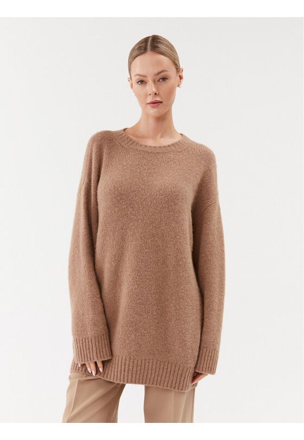 Weekend Max Mara Sweter Xanadu 23536611 Beżowy Relaxed Fit. Kolor: beżowy. Materiał: wełna