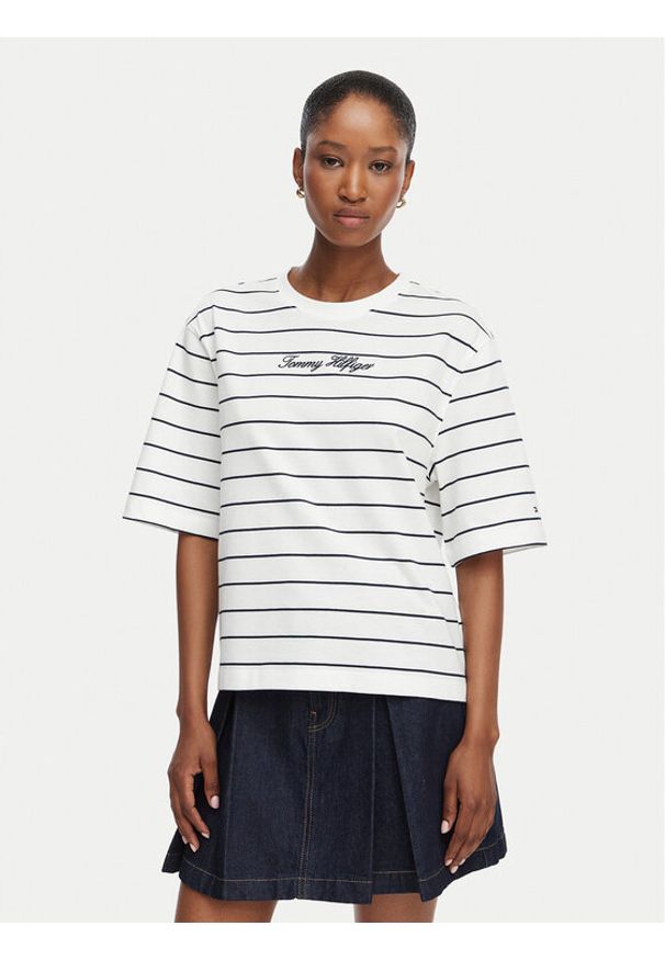 TOMMY HILFIGER - Tommy Hilfiger T-Shirt Classic WW0WW50948 Biały Relaxed Fit. Kolor: biały. Materiał: bawełna