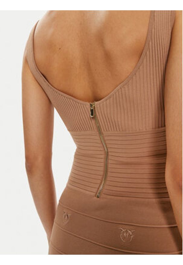 Pinko Sukienka dzianinowa Cactuis 102879 A1LK Beżowy Slim Fit. Kolor: beżowy. Materiał: wiskoza, syntetyk
