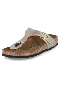 Japonki damskie Birkenstock Gizeh. Zapięcie: bez zapięcia. Kolor: żółty. Materiał: skóra, materiał. Sport: turystyka piesza