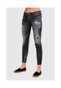 DSQUARED2 Medium waist skinny jeans czarne jeansy damskie, Rozmiar 38. Kolor: czarny. Wzór: aplikacja