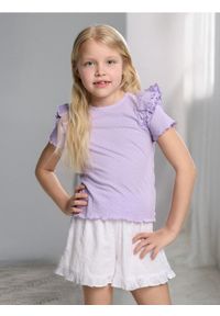 Sinsay - Koszulka z ozdobnymi falbanami na rękawach - fioletowy. Kolor: fioletowy #1