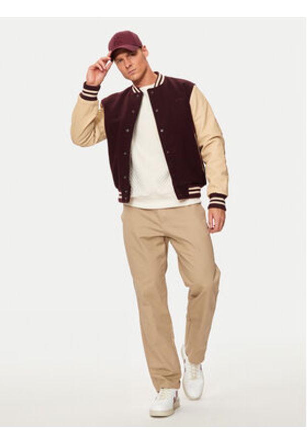 SCHOTT N.Y.C. Kurtka bomber LC8705 Bordowy Regular Fit. Kolor: czerwony. Materiał: skóra