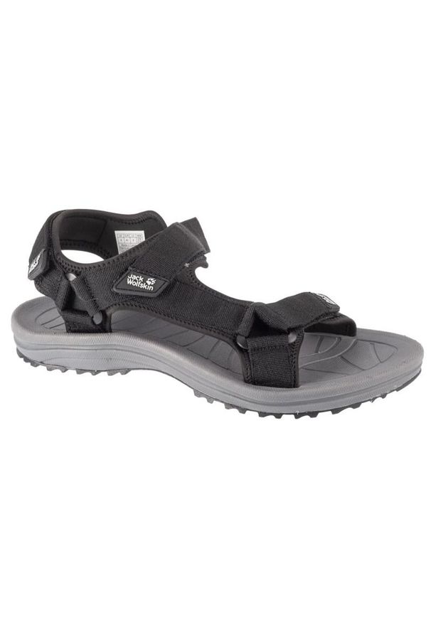 Sandały Jack Wolfskin Wave Breaker Sandal M 4052011-6000 czarne. Zapięcie: rzepy. Kolor: czarny. Materiał: tkanina, syntetyk, guma