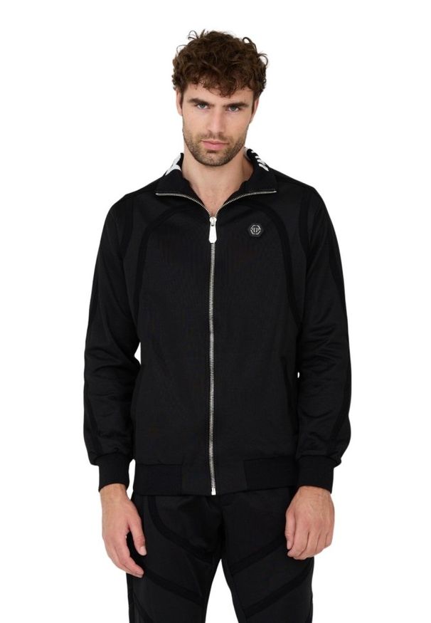 Philipp Plein - PHILIPP PLEIN Czarna bluza dresowa Jogging Zipped Jacket. Kolor: czarny. Materiał: dresówka