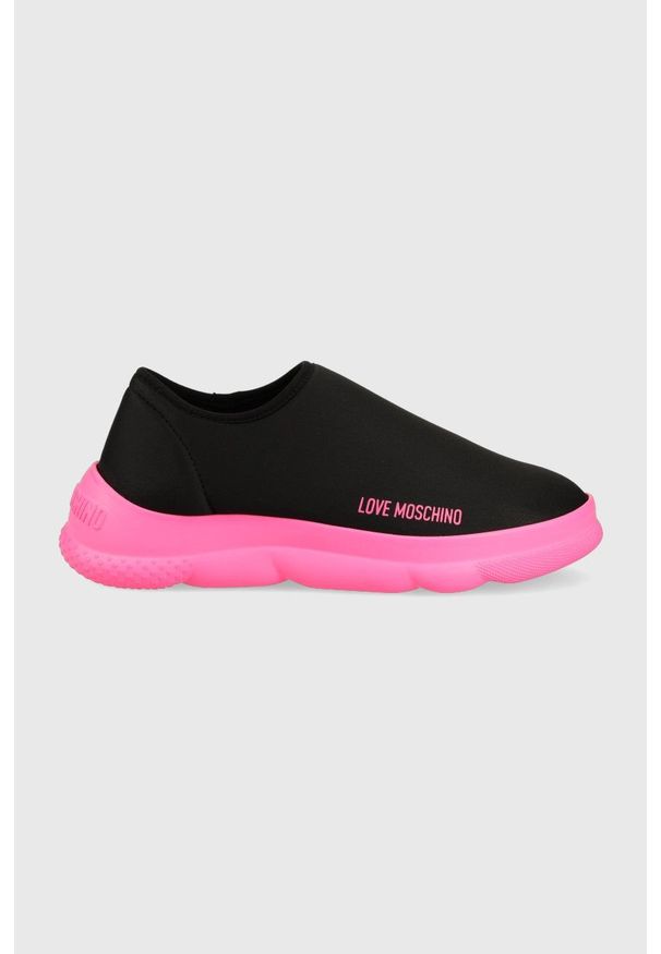 Love Moschino sneakersy kolor czarny. Nosek buta: okrągły. Kolor: czarny. Obcas: na platformie