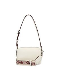 Calvin Klein Torebka Webbing Double Strap Camera Bag LV04F3165G Biały. Kolor: biały. Materiał: skórzane #4