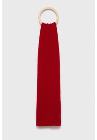 Polo Ralph Lauren Szalik wełniany kolor czerwony gładki. Kolor: czerwony. Materiał: wełna. Wzór: gładki