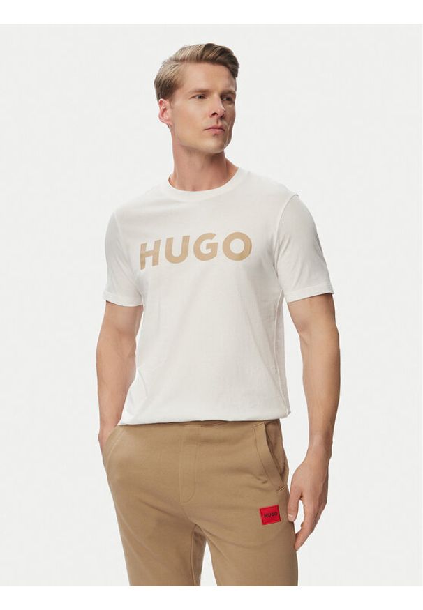 Hugo - HUGO T-Shirt Dulivio 50467556 Biały Regular Fit. Kolor: biały. Materiał: bawełna