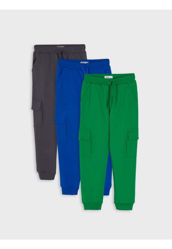 Sinsay - Spodnie dresowe jogger 3 pack - niebieski. Kolor: niebieski. Materiał: dresówka