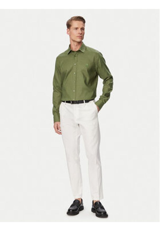 Karl Lagerfeld - KARL LAGERFELD Koszula 605084 562791 Zielony Regular Fit. Typ kołnierza: dekolt w karo. Kolor: zielony. Materiał: len