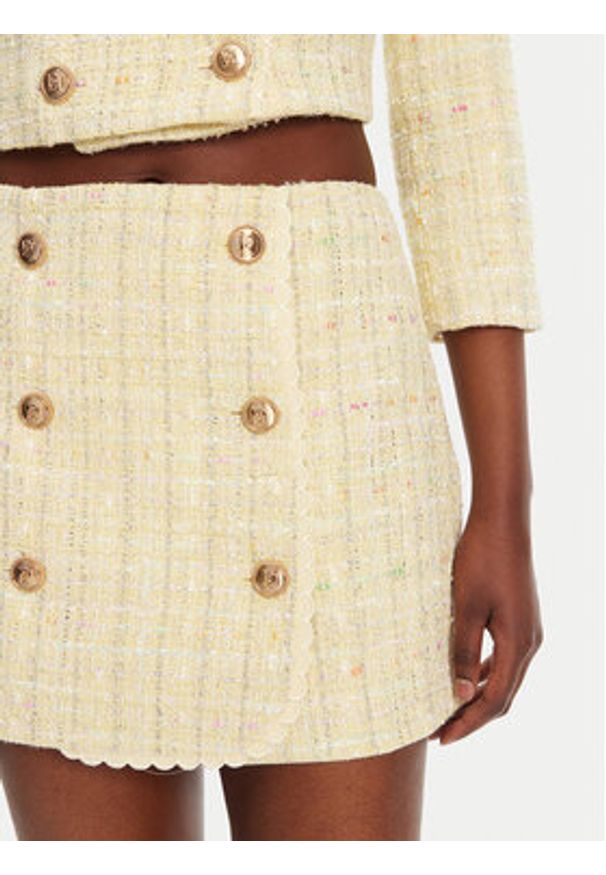 Elisabetta Franchi Spódnica mini GO-116-52E2-V420 Żółty Regular Fit. Kolor: żółty. Materiał: bawełna