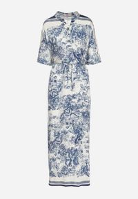 Born2be - Niebieska Sukienka Typu Oversize z Wiskozą w Abstrakcyjny Wzór Lunalessa. Okazja: na co dzień. Kolor: niebieski. Materiał: wiskoza. Typ sukienki: oversize. Styl: klasyczny, casual, elegancki #5