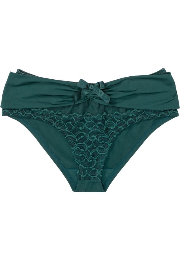 bonprix - Figi panty. Kolor: zielony. Materiał: bawełna, koronka. Wzór: koronka