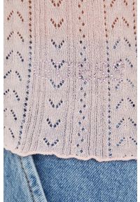 Guess kardigan damski kolor różowy lekki. Kolor: różowy. Długość rękawa: długi rękaw. Długość: długie. Wzór: ze splotem #3
